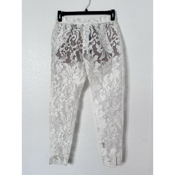 BCBG MAXAZRIA Runway Women's White Pull on Sheer Lace Floral Dress Size M NWT - Picture 1 of 6